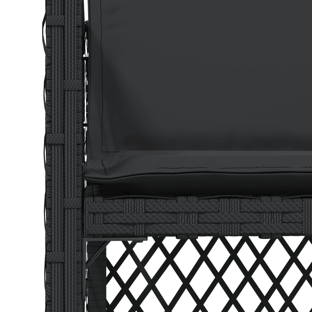 Sedie da Giardino con Cuscini 4 pz Nere in Polyrattan