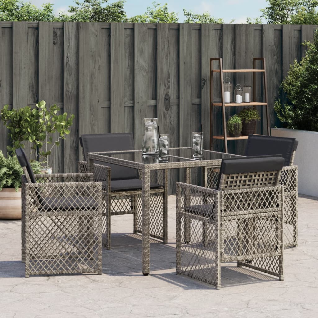Sedie da Giardino con Cuscini 4pz Grigio in Polyrattan