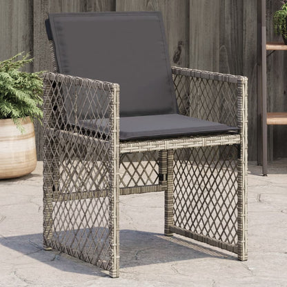 Sedie da Giardino con Cuscini 4pz Grigio in Polyrattan