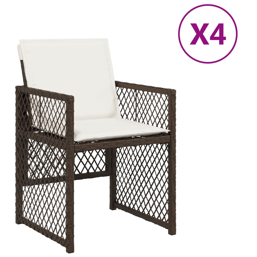 Sedie da Giardino con Cuscini 4 pz Marroni in Polyrattan - homemem39