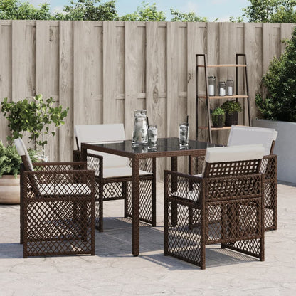 Sedie da Giardino con Cuscini 4 pz Marroni in Polyrattan - homemem39