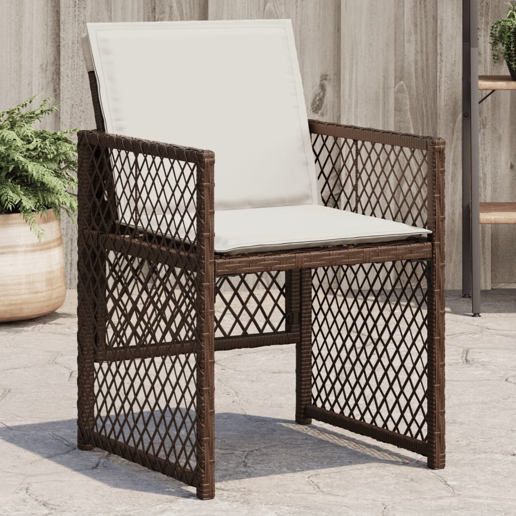 Sedie da Giardino con Cuscini 4 pz Marroni in Polyrattan - homemem39