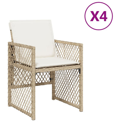 Sedie da Giardino con Cuscini 4 pz Beige in Polyrattan - homemem39