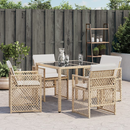 Sedie da Giardino con Cuscini 4 pz Beige in Polyrattan - homemem39