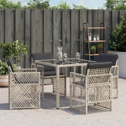 Sedie da Giardino con Cuscini 4 pz Grigio Chiaro in Polyrattan