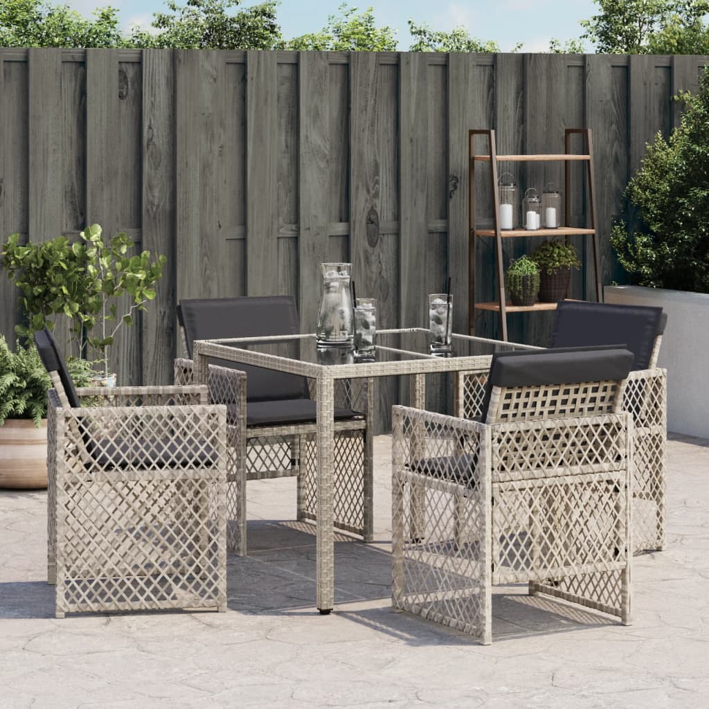 Sedie da Giardino con Cuscini 4 pz Grigio Chiaro in Polyrattan - homemem39