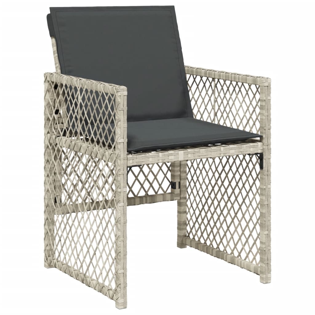 Sedie da Giardino con Cuscini 4 pz Grigio Chiaro in Polyrattan