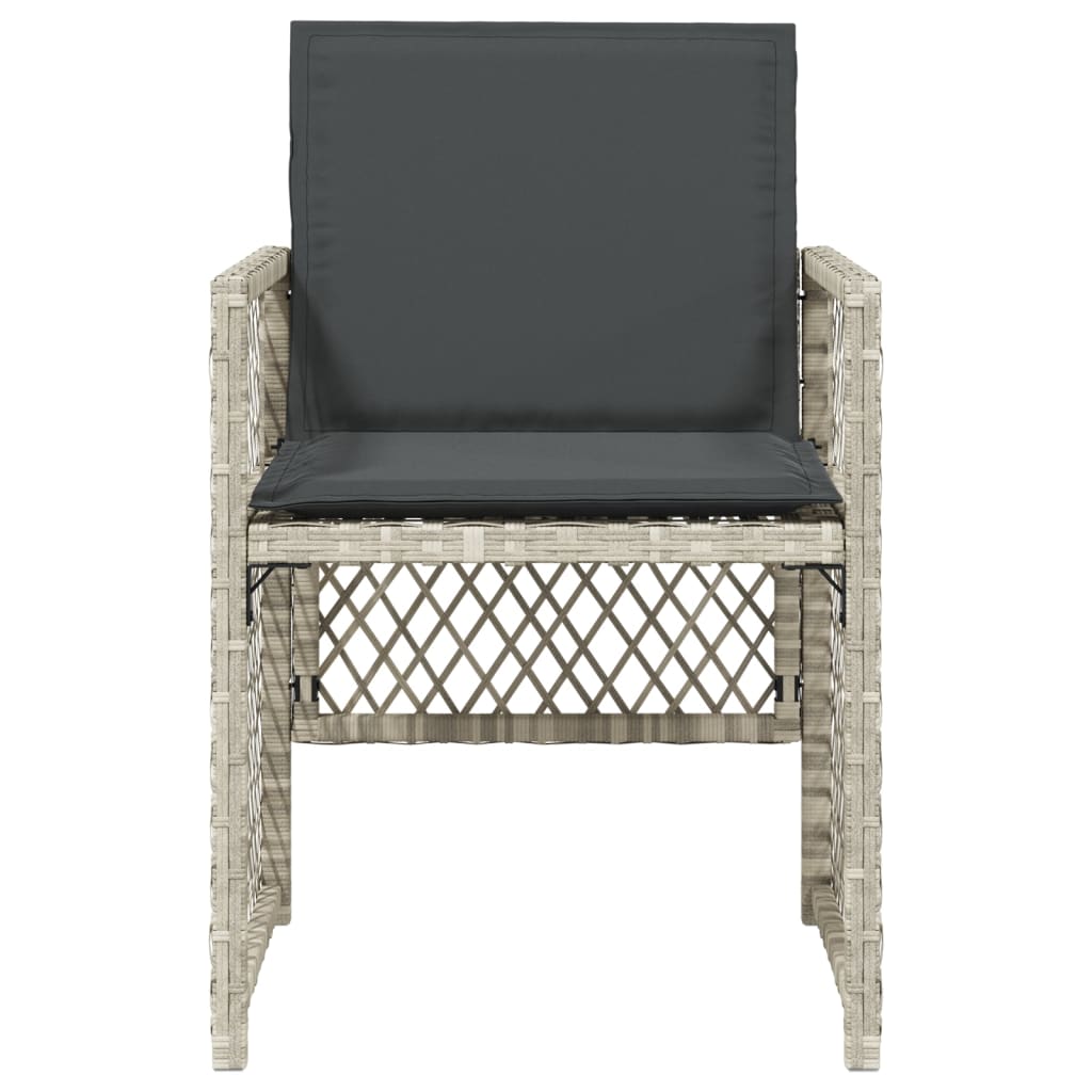 Sedie da Giardino con Cuscini 4 pz Grigio Chiaro in Polyrattan - homemem39