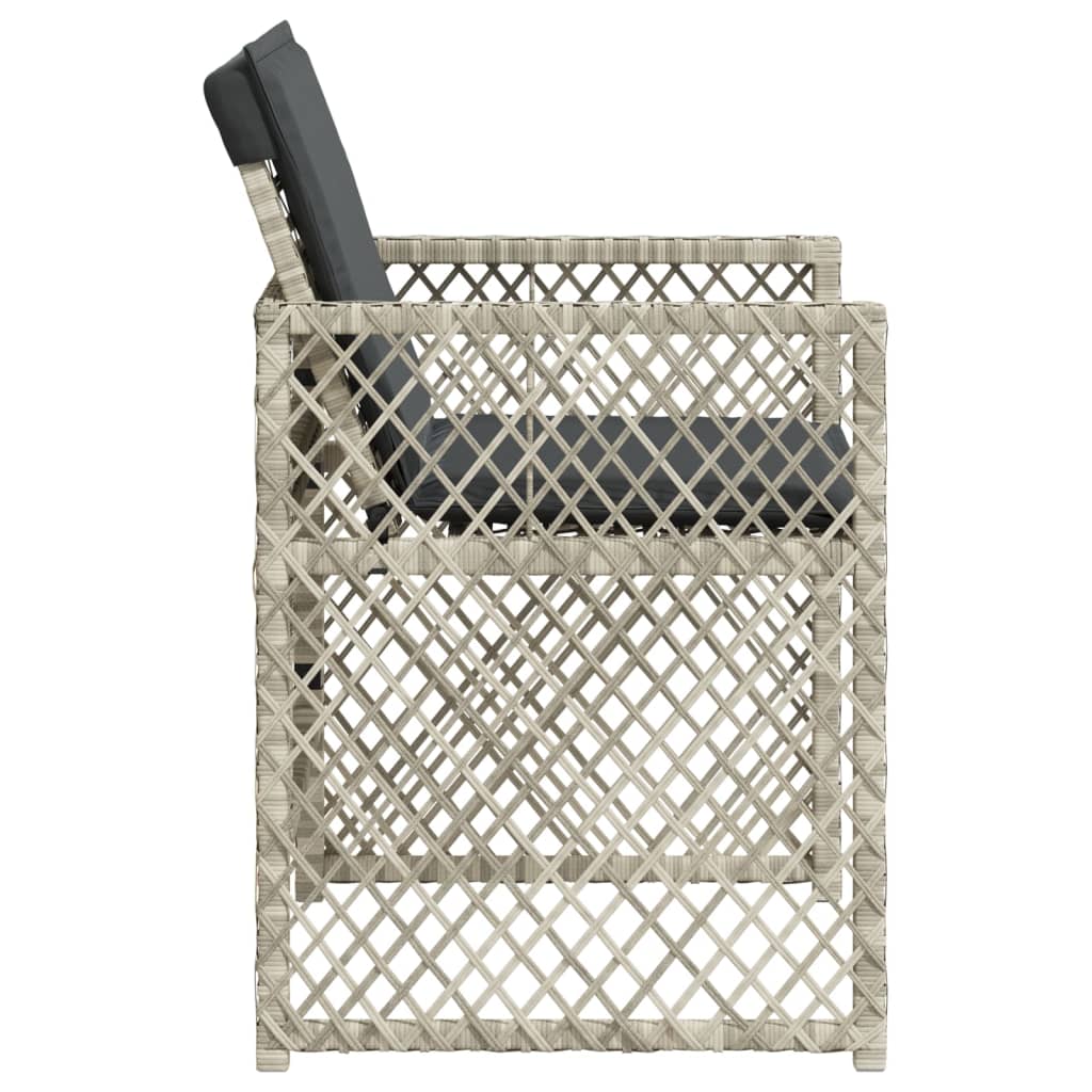 Sedie da Giardino con Cuscini 4 pz Grigio Chiaro in Polyrattan