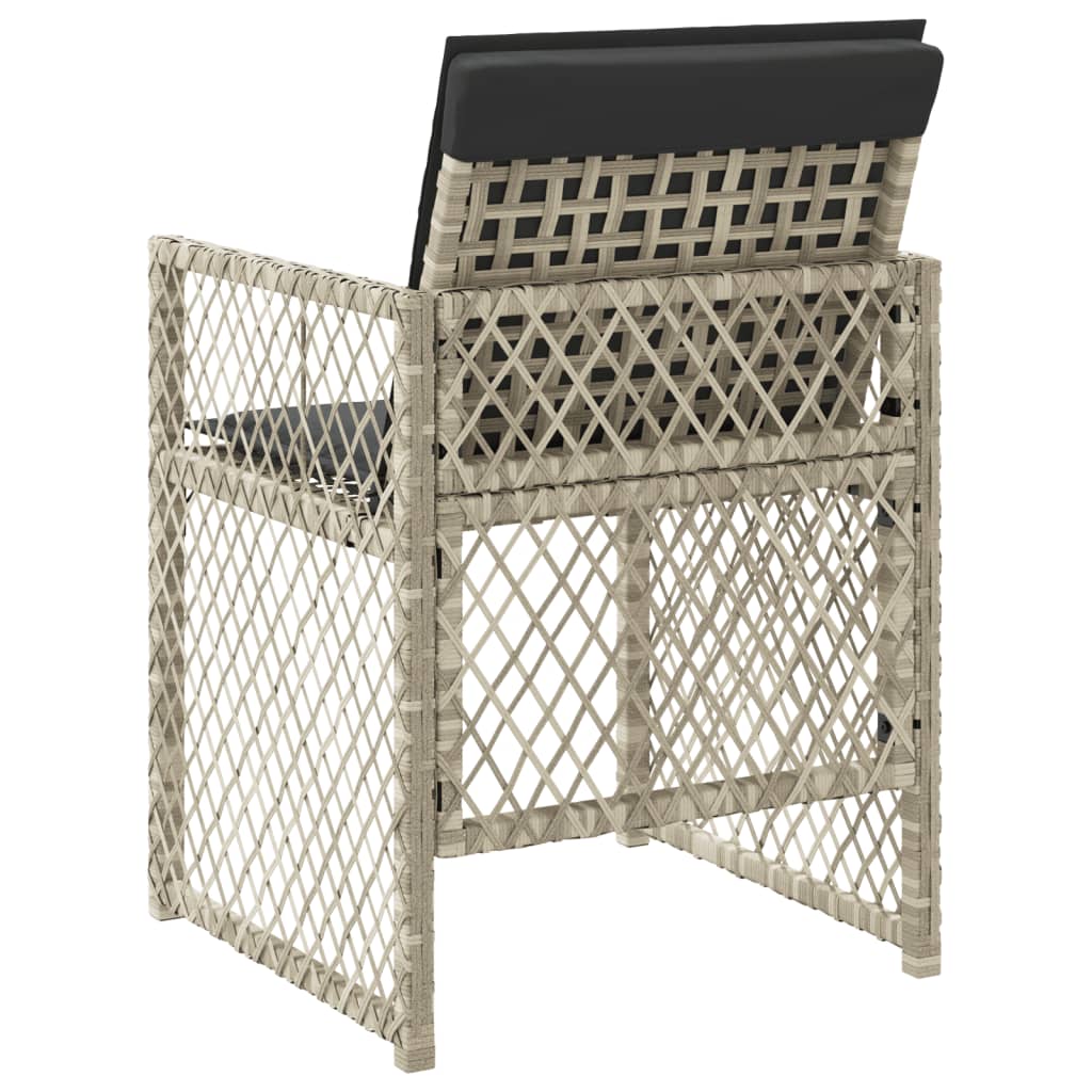 Sedie da Giardino con Cuscini 4 pz Grigio Chiaro in Polyrattan