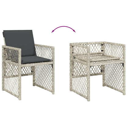 Sedie da Giardino con Cuscini 4 pz Grigio Chiaro in Polyrattan - homemem39
