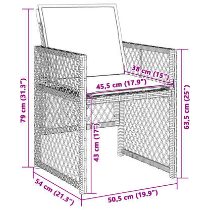 Sedie da Giardino con Cuscini 4 pz Grigio Chiaro in Polyrattan