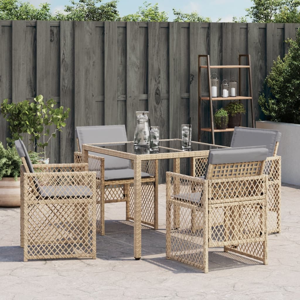 Sedie da Giardino con Cuscini 4 pz Beige Misto in Polyrattan - homemem39