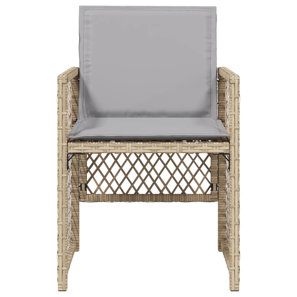 Sedie da Giardino con Cuscini 4 pz Beige Misto in Polyrattan - homemem39
