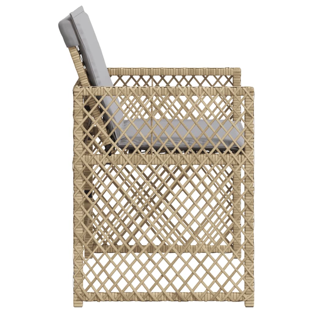 Sedie da Giardino con Cuscini 4 pz Beige Misto in Polyrattan - homemem39