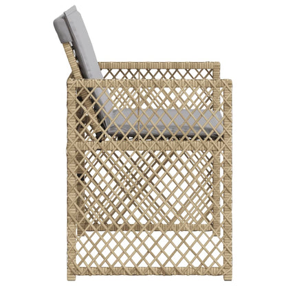 Sedie da Giardino con Cuscini 4 pz Beige Misto in Polyrattan - homemem39