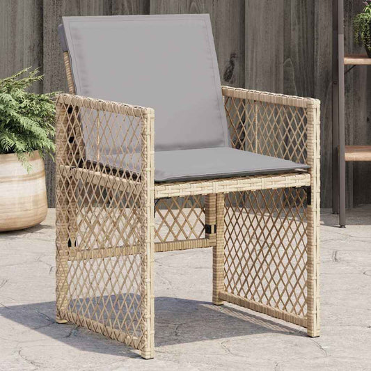 Sedie da Giardino con Cuscini 4 pz Beige Misto in Polyrattan | homemem39