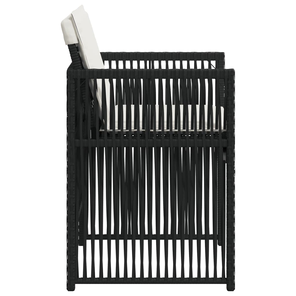 Sedie da Giardino con Cuscini 4 pz Nere in Polyrattan - homemem39