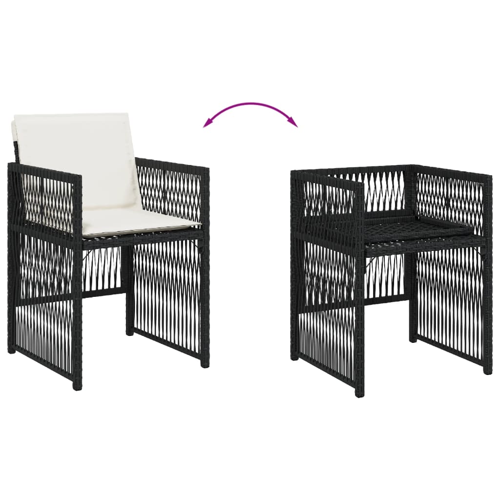 Sedie da Giardino con Cuscini 4 pz Nere in Polyrattan - homemem39