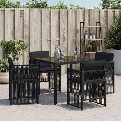 Sedie da Giardino con Cuscini 4 pz Nere in Polyrattan - homemem39