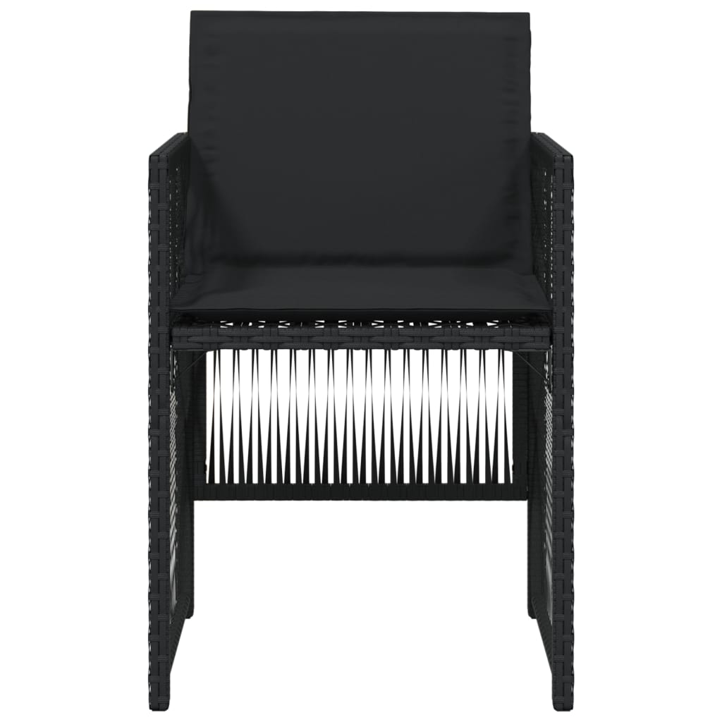 Sedie da Giardino con Cuscini 4 pz Nere in Polyrattan - homemem39