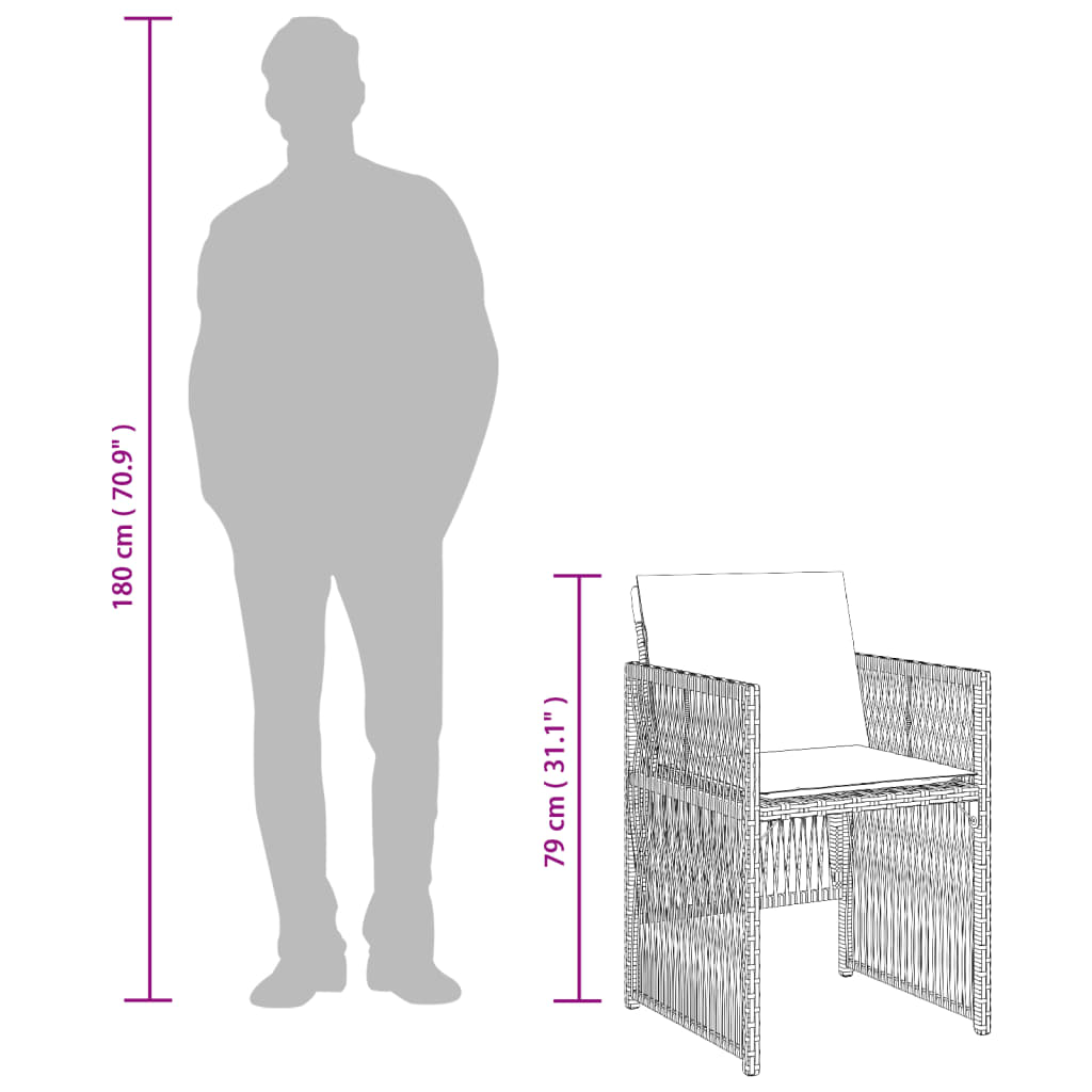 Sedie da Giardino con Cuscini 4 pz Nere in Polyrattan - homemem39