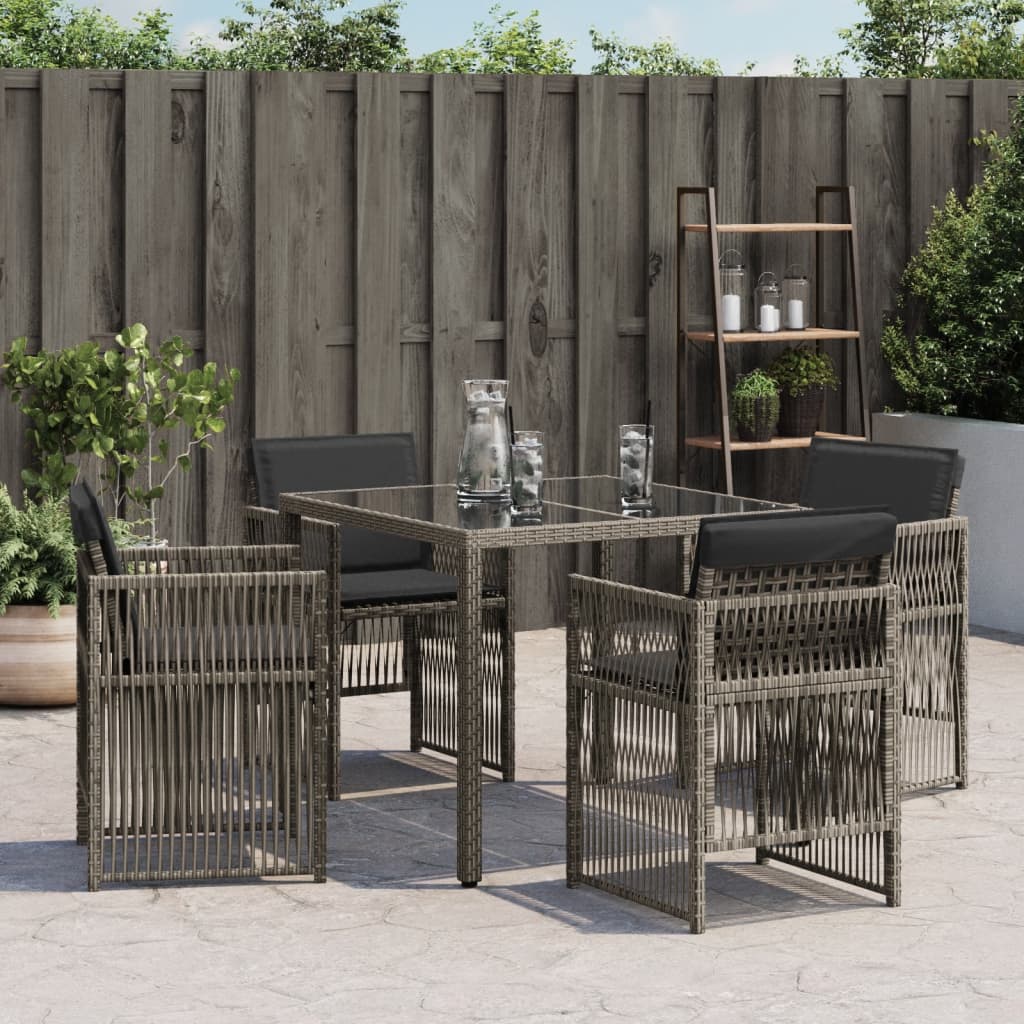Sedie da Giardino con Cuscini 4pz Grigio in Polyrattan - homemem39