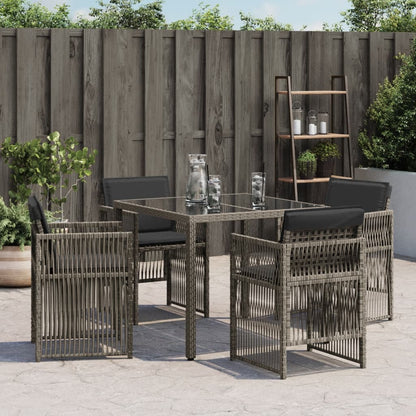 Sedie da Giardino con Cuscini 4pz Grigio in Polyrattan - homemem39