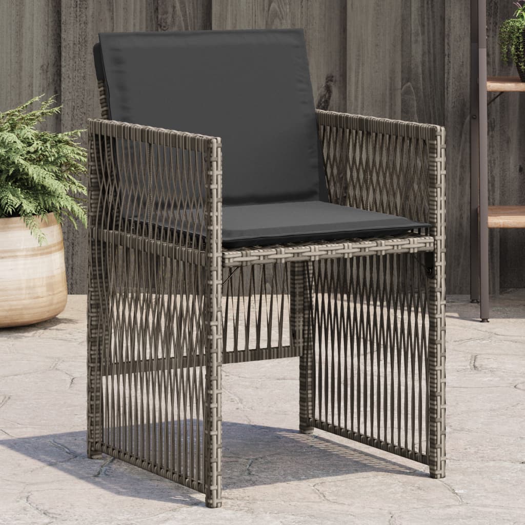 Sedie da Giardino con Cuscini 4pz Grigio in Polyrattan - homemem39