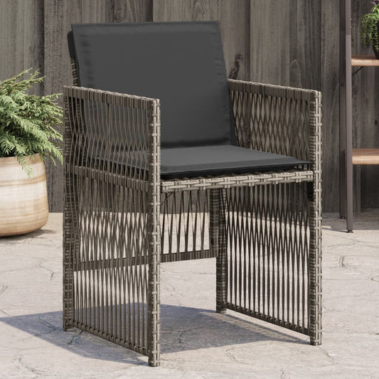 Sedie da Giardino con Cuscini 4pz Grigio in Polyrattan - homemem39