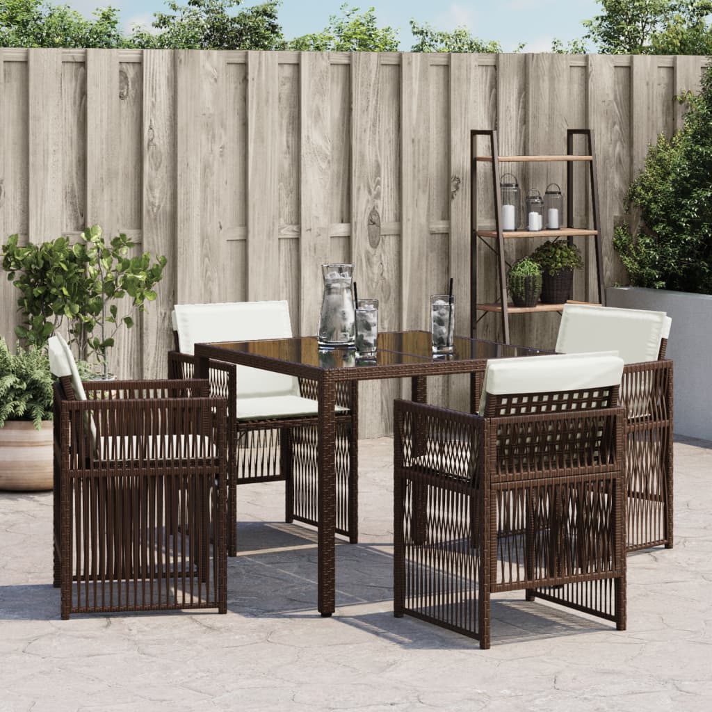 Sedie da Giardino con Cuscini 4 pz Marroni in Polyrattan - homemem39