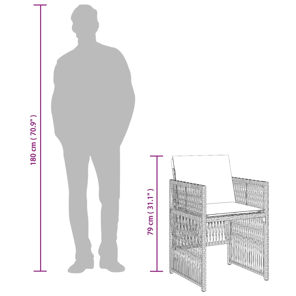 Sedie da Giardino con Cuscini 4 pz Marroni in Polyrattan - homemem39