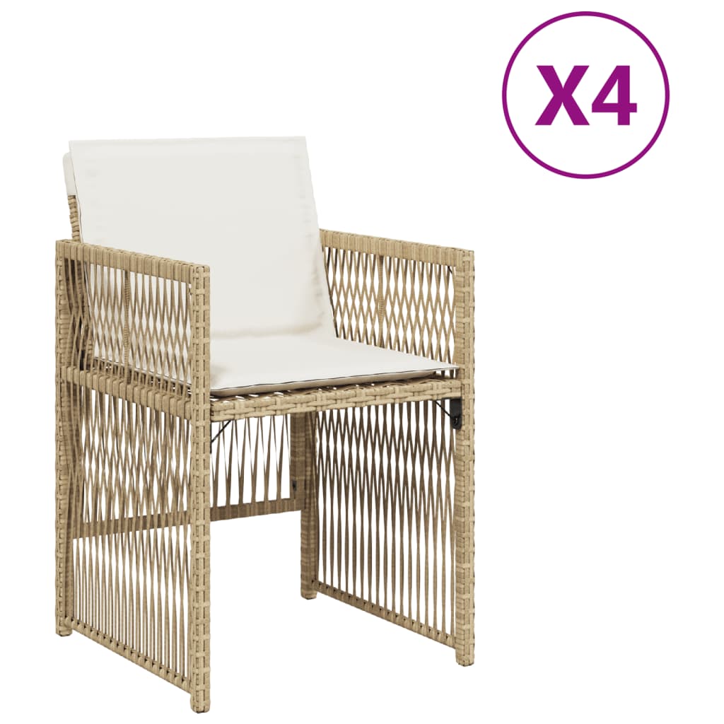 Sedie da Giardino con Cuscini 4 pz Beige in Polyrattan - homemem39