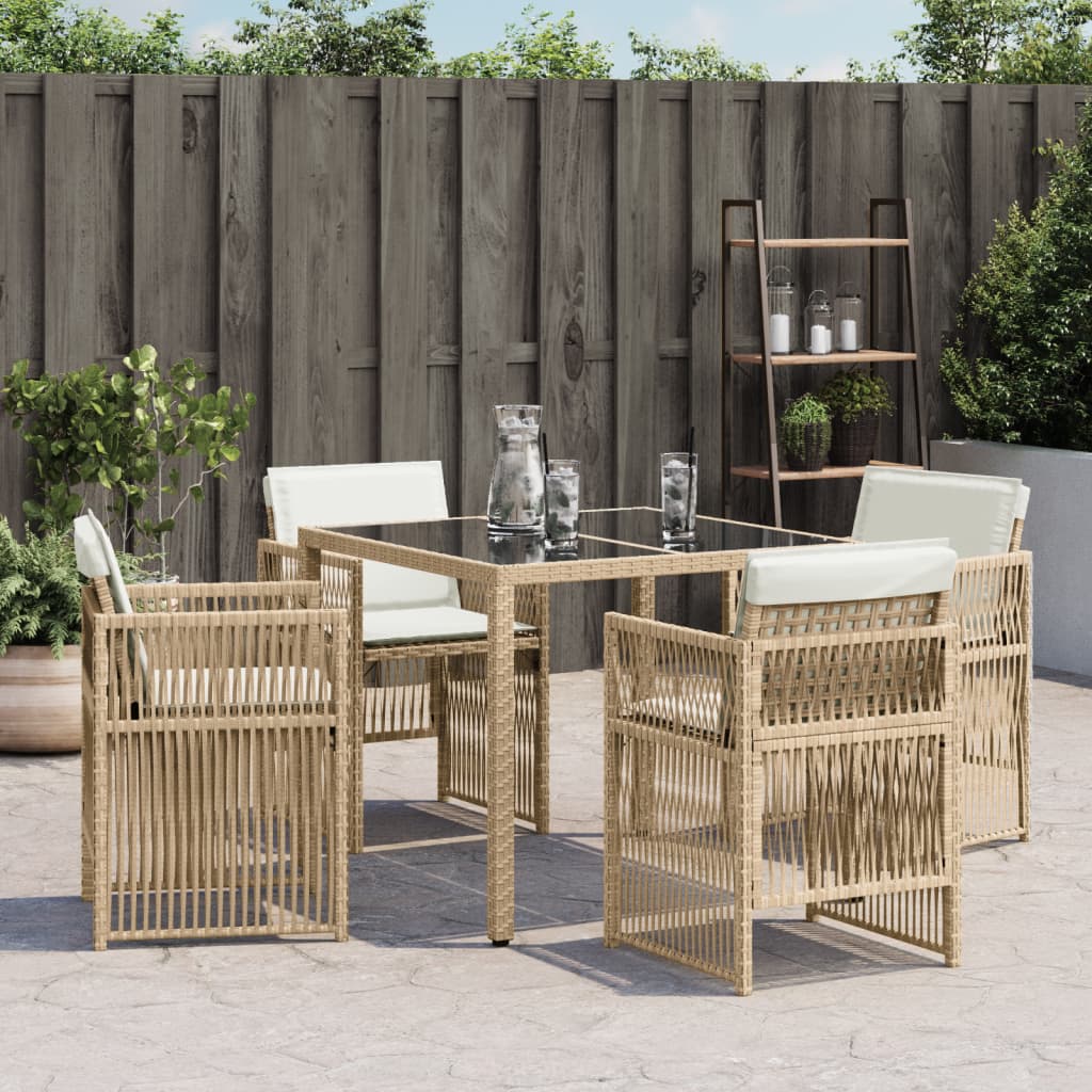 Sedie da Giardino con Cuscini 4 pz Beige in Polyrattan - homemem39