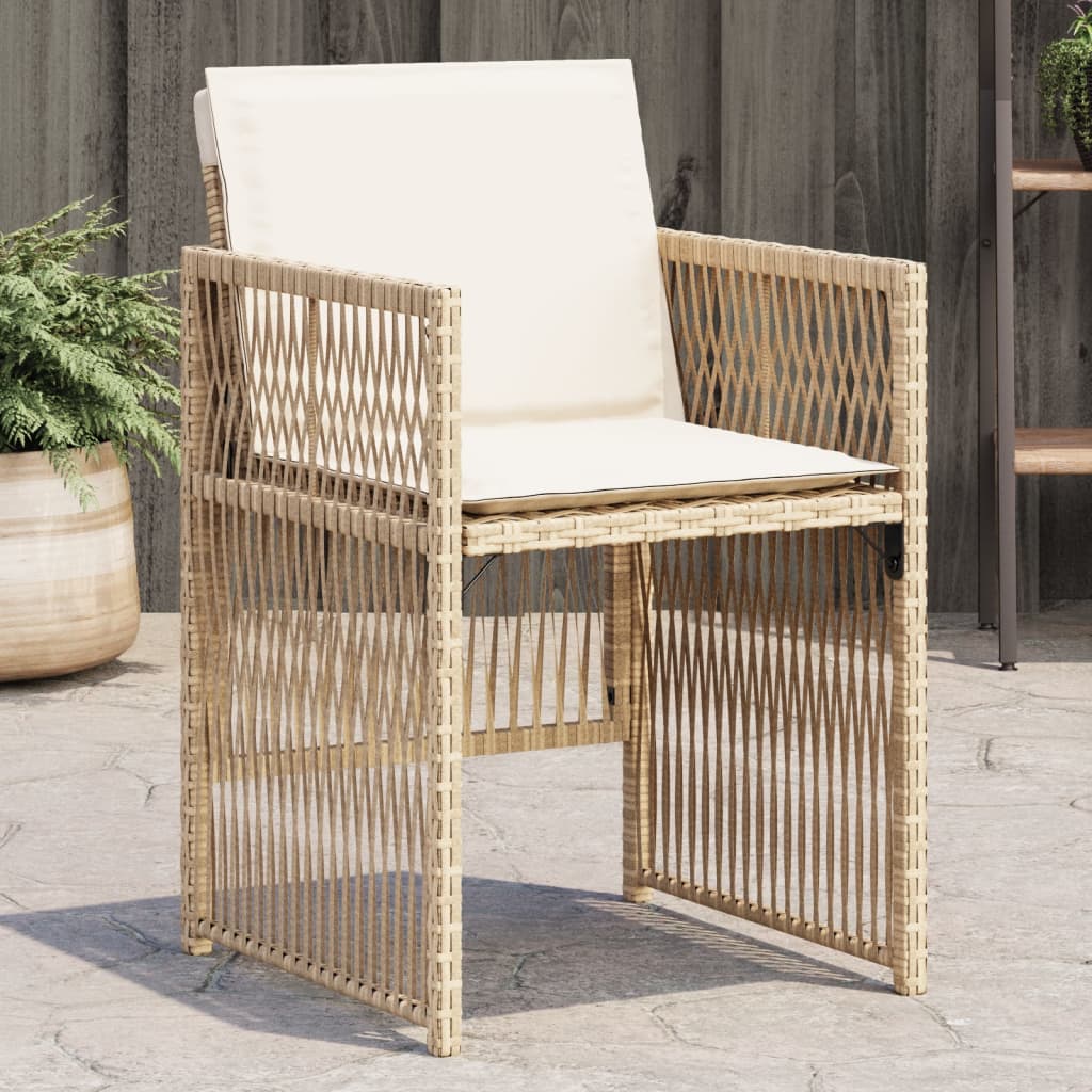 Sedie da Giardino con Cuscini 4 pz Beige in Polyrattan - homemem39
