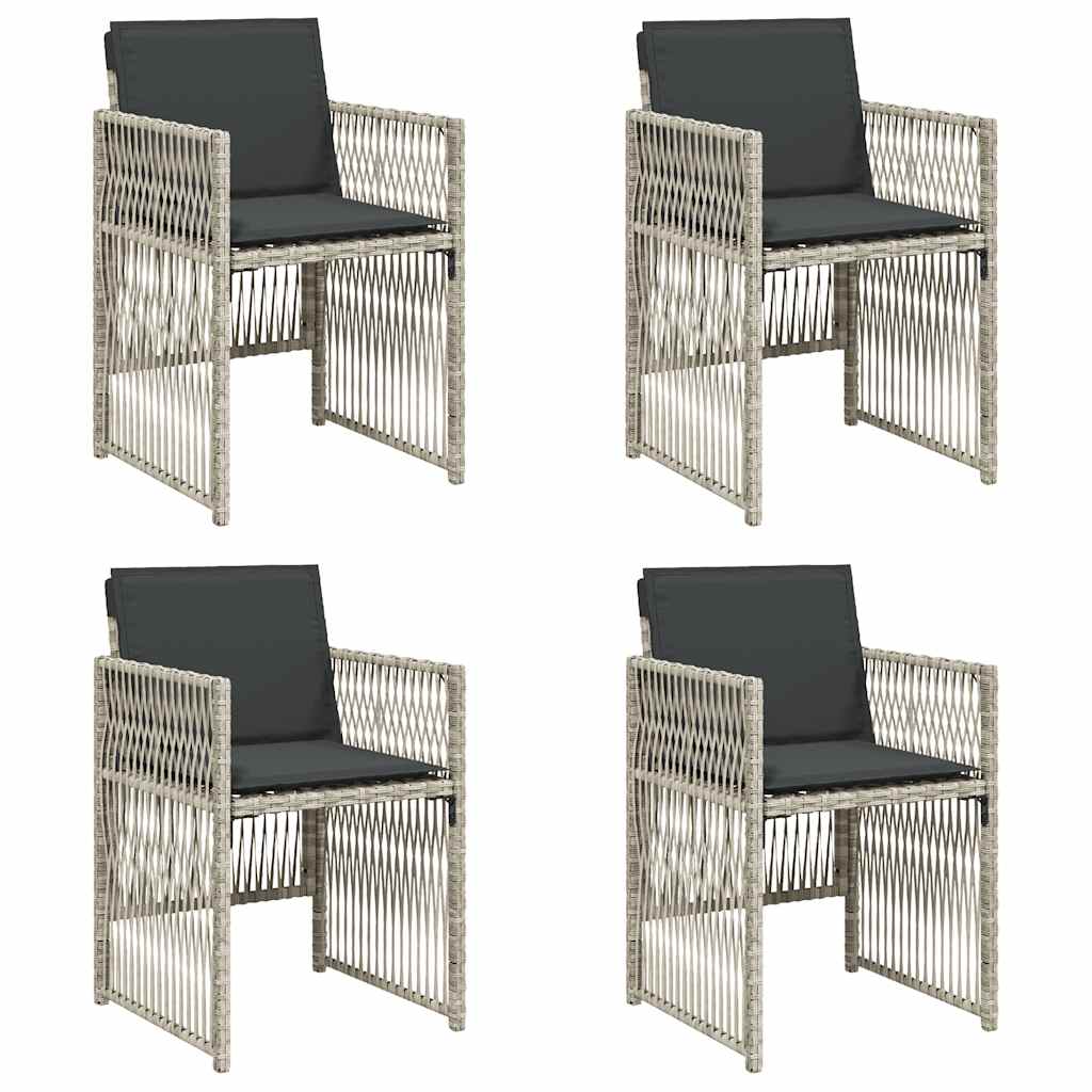 Sedie da Giardino con Cuscini 4 pz Grigio Chiaro in Polyrattan - homemem39