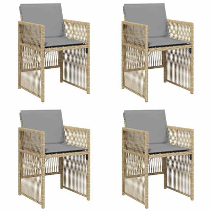 Sedie da Giardino con Cuscini 4 pz Beige Misto in Polyrattan - homemem39
