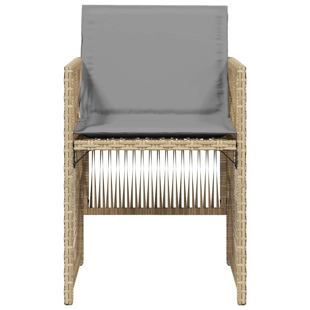 Sedie da Giardino con Cuscini 4 pz Beige Misto in Polyrattan - homemem39