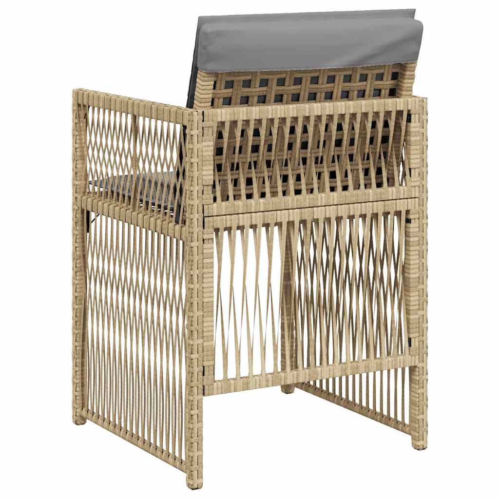 Sedie da Giardino con Cuscini 4 pz Beige Misto in Polyrattan - homemem39