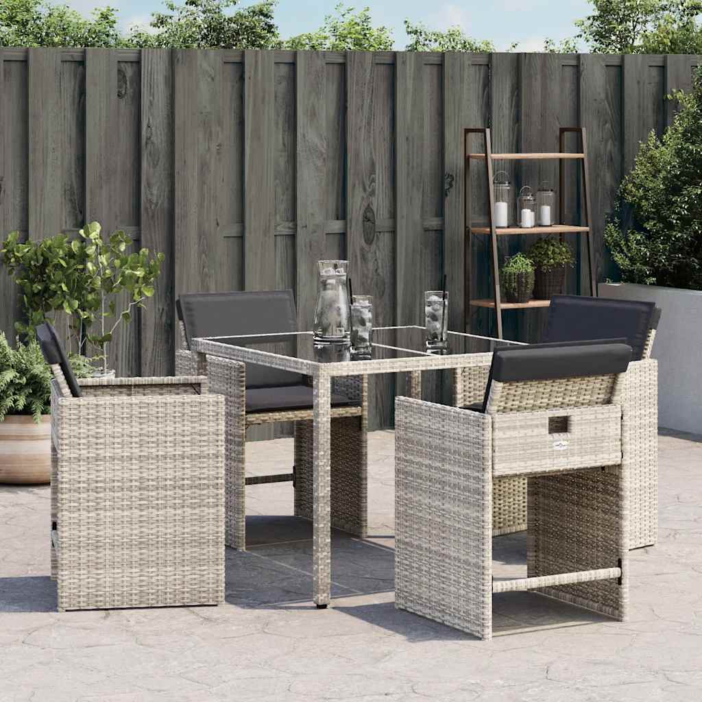 Sedie da Giardino con Cuscini 4 pz Grigio Chiaro in Polyrattan - homemem39