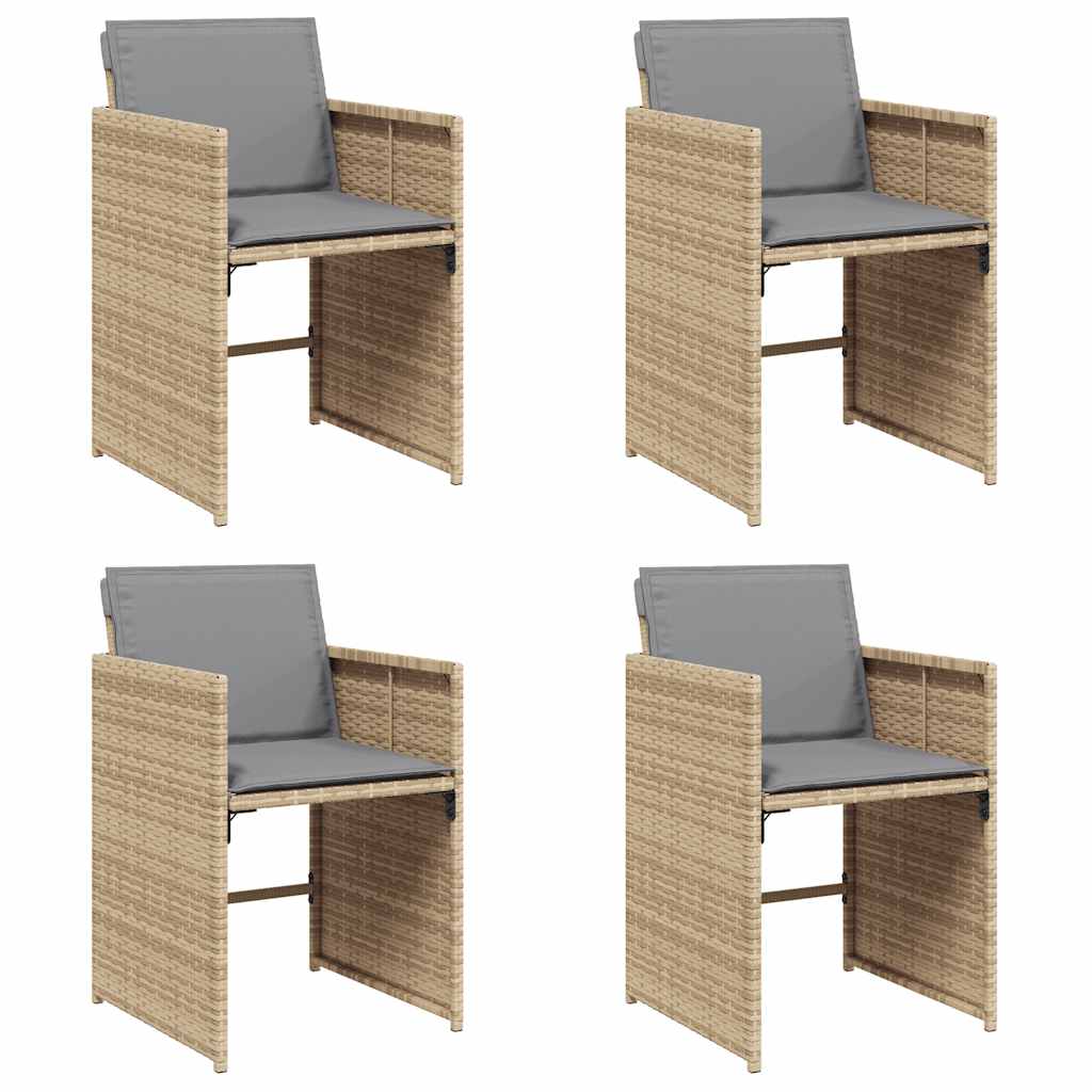 Sedie da Giardino con Cuscini 4 pz Beige Misto in Polyrattan - homemem39