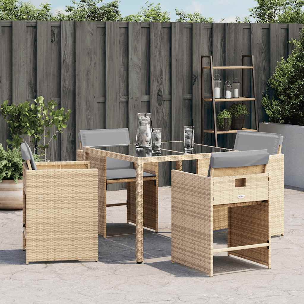 Sedie da Giardino con Cuscini 4 pz Beige Misto in Polyrattan - homemem39