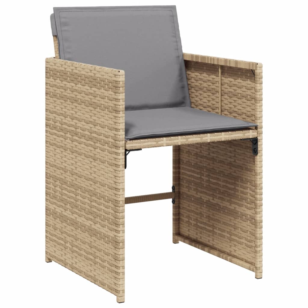 Sedie da Giardino con Cuscini 4 pz Beige Misto in Polyrattan