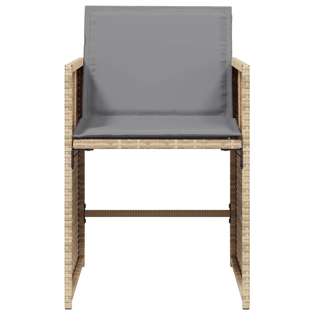 Sedie da Giardino con Cuscini 4 pz Beige Misto in Polyrattan - homemem39