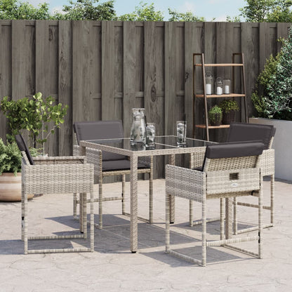 Sedie da Giardino con Cuscini 4 pz Grigio Chiaro in Polyrattan - homemem39