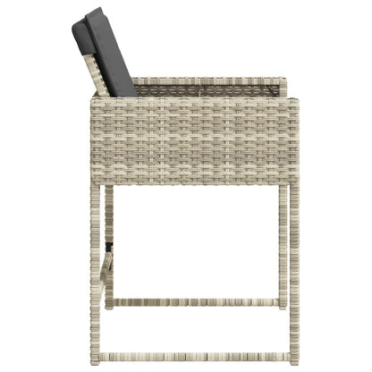 Sedie da Giardino con Cuscini 4 pz Grigio Chiaro in Polyrattan