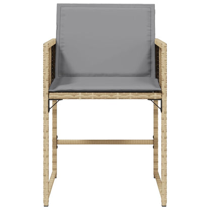 Sedie da Giardino con Cuscini 4 pz Beige Misto in Polyrattan - homemem39