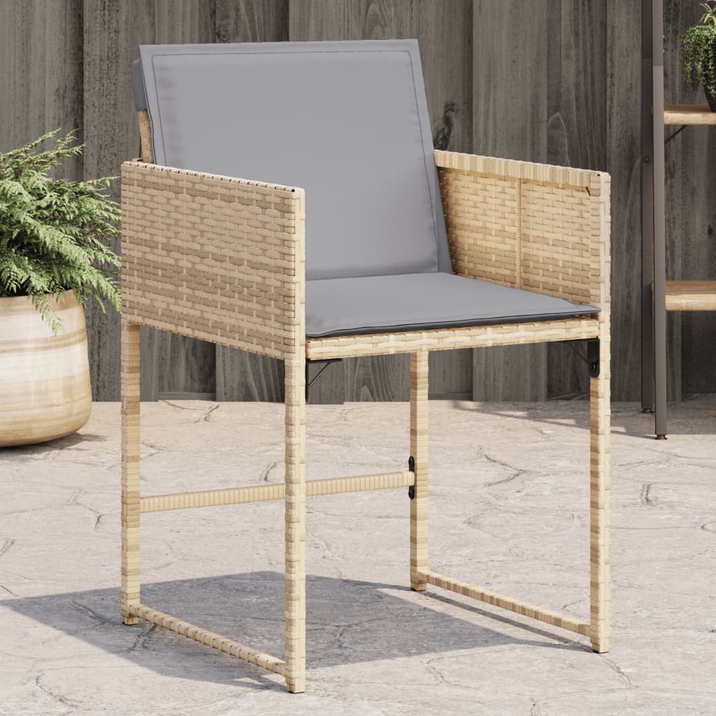 Sedie da Giardino con Cuscini 4 pz Beige Misto in Polyrattan - homemem39