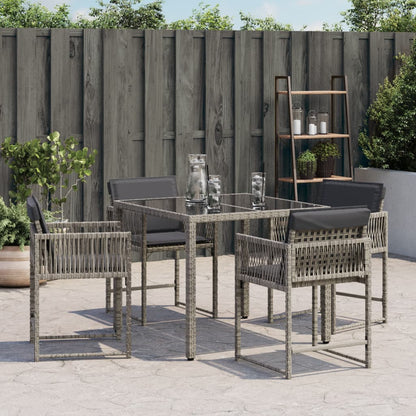 Sedie da Giardino con Cuscini 4pz Grigio in Polyrattan