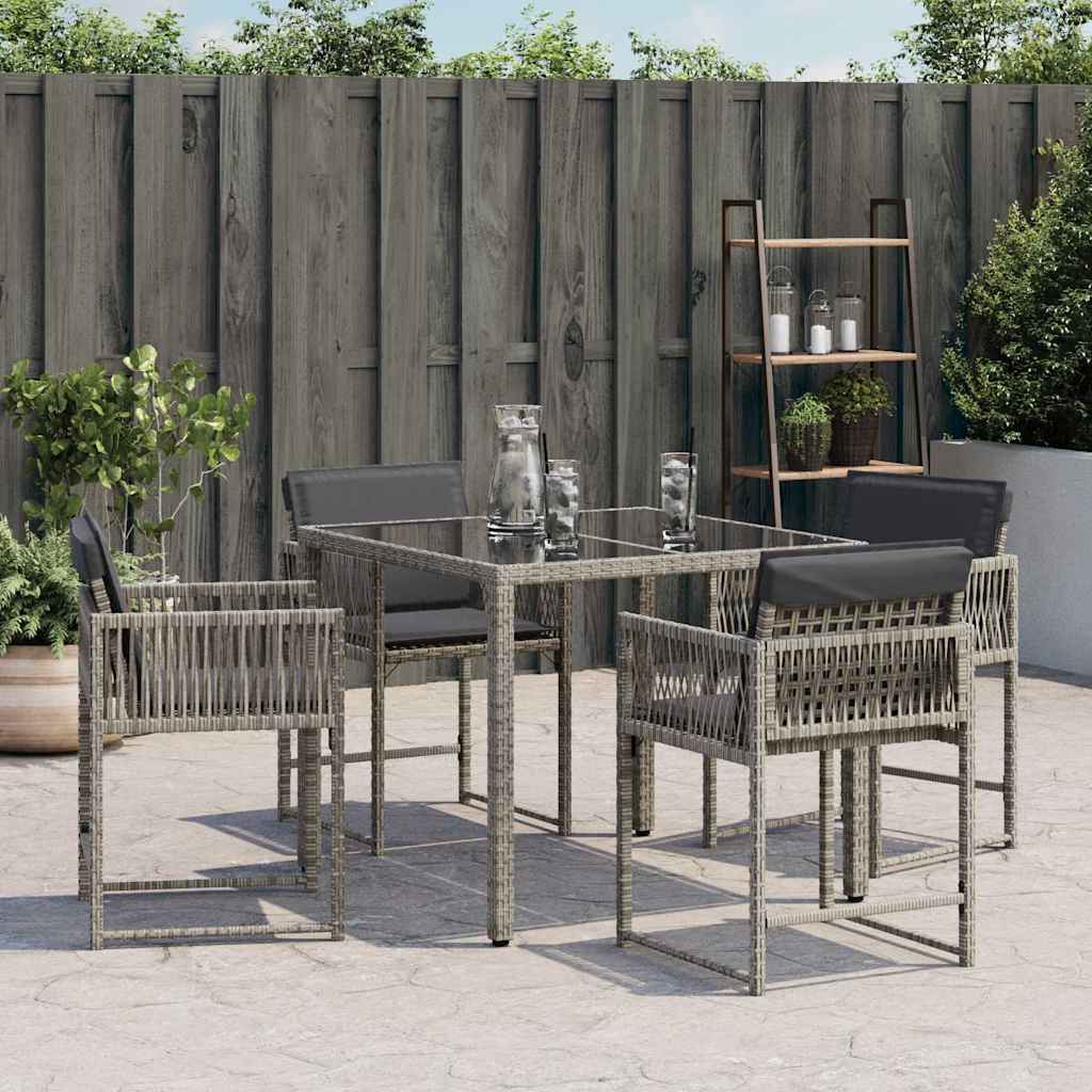 Sedie da Giardino con Cuscini 4pz Grigio in Polyrattan - homemem39